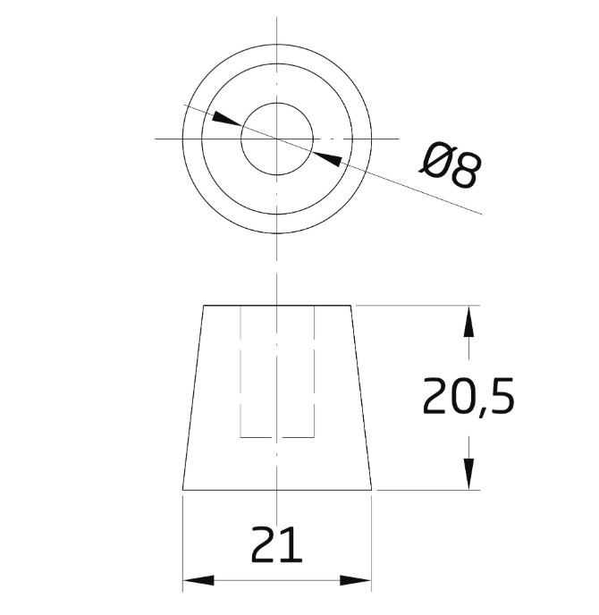 Rubberen dop tbv deurvastzetter voetstift Mod. 10 zwart - Afbeelding 2