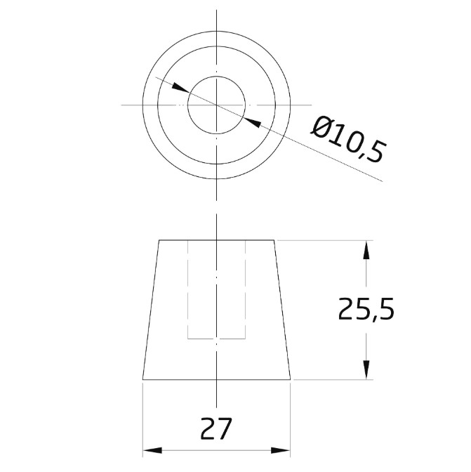 Rubberen dop tbv deurvastzetter voetstift Mod. 11 zwart - Afbeelding 2