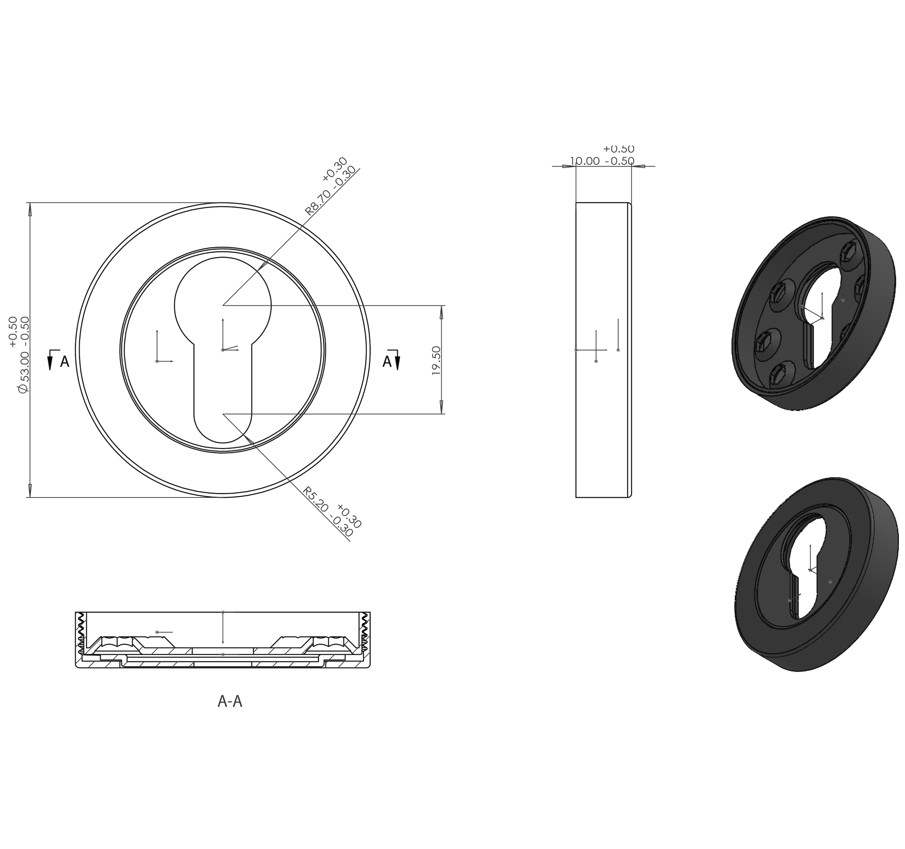 Differnz set van 2 cilinderplaatjes rond goud - Afbeelding 2