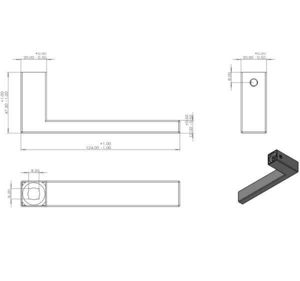 Differnz deurklink Tilburg op rechthoekig schild WC63/8 gunmetal - Afbeelding 2