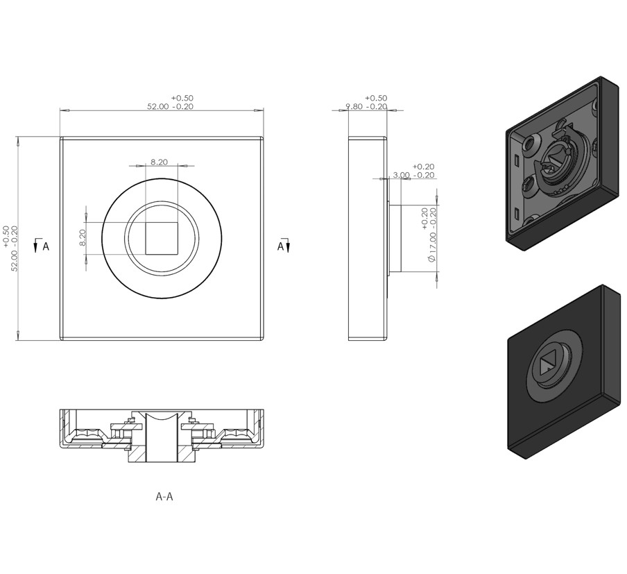 Differnz deurklink Rotterdam op vierkant rozet goud - Afbeelding 3