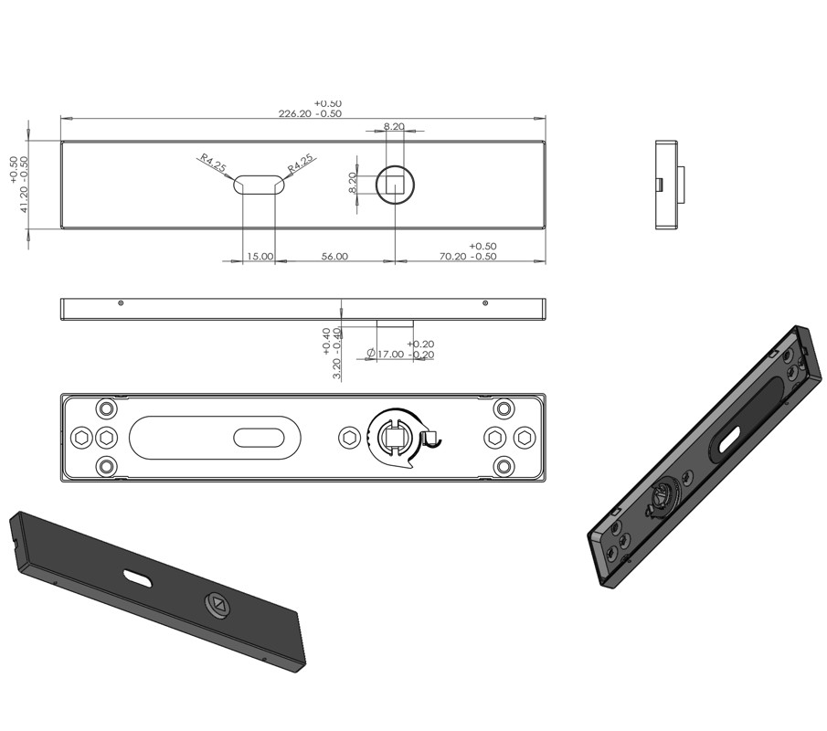 Differnz deurklink Tilburg op rechthoekig schild SL56 gunmetal - Afbeelding 3
