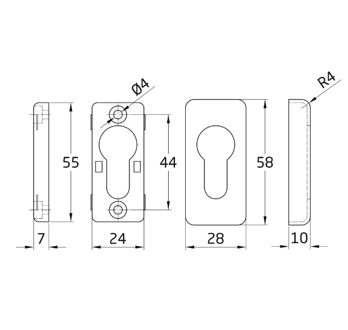 Cilinderrozet voor draaikiepsluiting zwart - Afbeelding 2