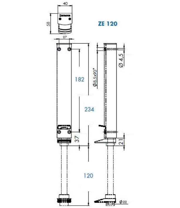 Dictator deurvastzetter type ZE-120 Design line mat zilver - Afbeelding 2