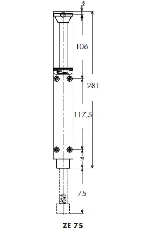 Dictator deurvastzetter type ZE-75 mat zilver - Afbeelding 2
