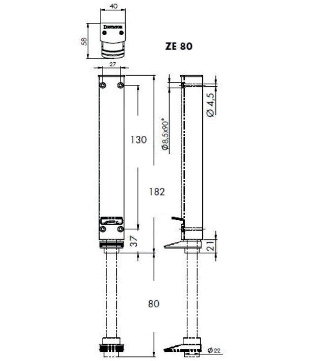 Dictator deurvastzetter type ZE-80 Design line mat zilver - Afbeelding 2