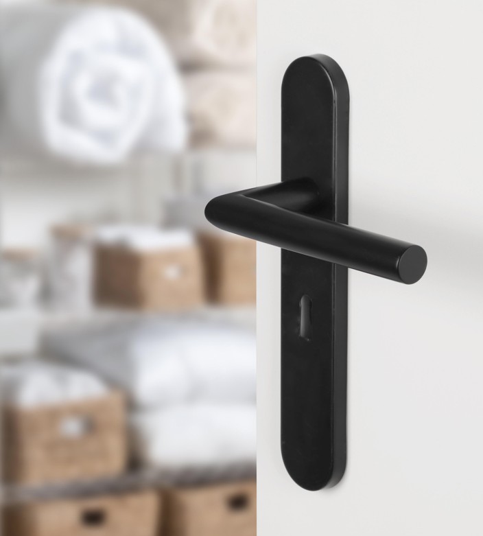 Differnz deurklink Amsterdam op ovaal schild SL56 mat zwart - Afbeelding 4