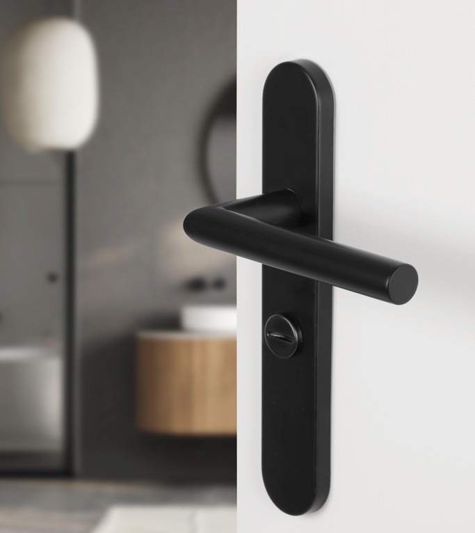 Differnz deurklink Amsterdam op ovaal schild WC63/8 mat zwart - Afbeelding 5