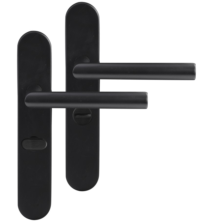 Differnz deurklink Amsterdam op ovaal schild WC638 mat zwart