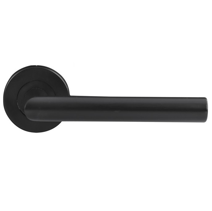 Differnz deurklink Amsterdam op rond rozet mat zwart