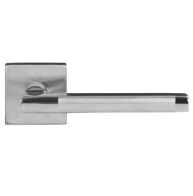 Differnz deurklink Den Haag op vierkant rozet mat chroom-glans chroom
