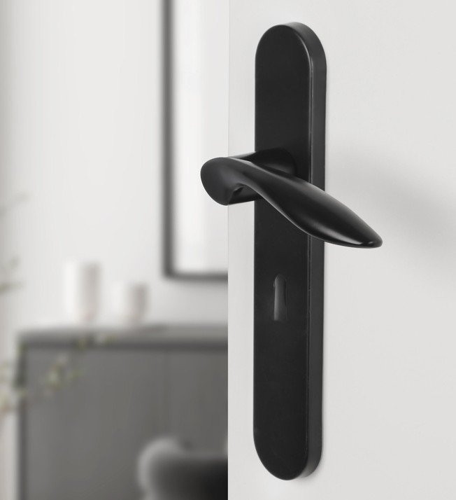 Differnz deurklink Groningen op ovaal schild SL56 mat zwart - Afbeelding 4