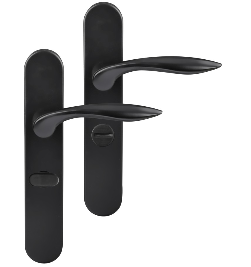 Differnz deurklink Groningen op ovaal schild WC638 mat zwart