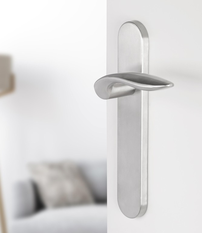 Differnz deurklink Groningen op ovaal schild blind mat chroom - Afbeelding 4