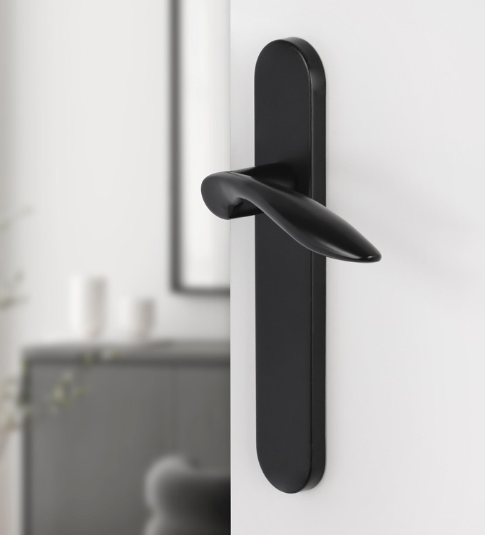 Differnz deurklink Groningen op ovaal schild blind mat zwart - Afbeelding 4