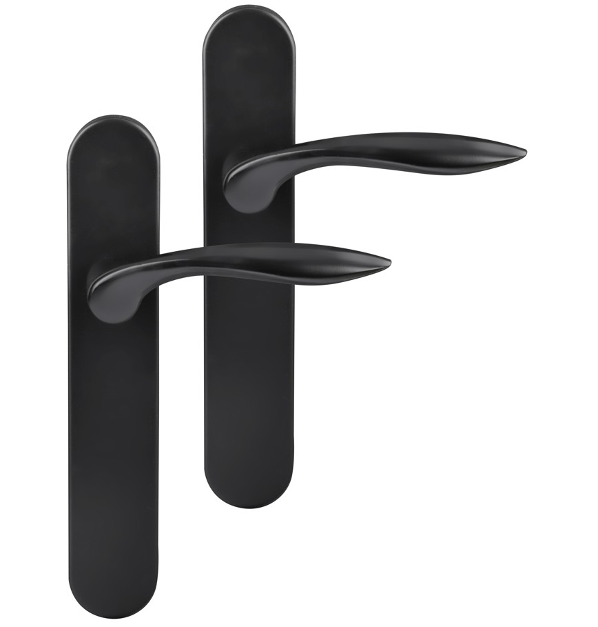 Differnz deurklink Groningen op ovaal schild blind mat zwart