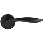 Differnz deurklink Groningen op rond rozet mat zwart