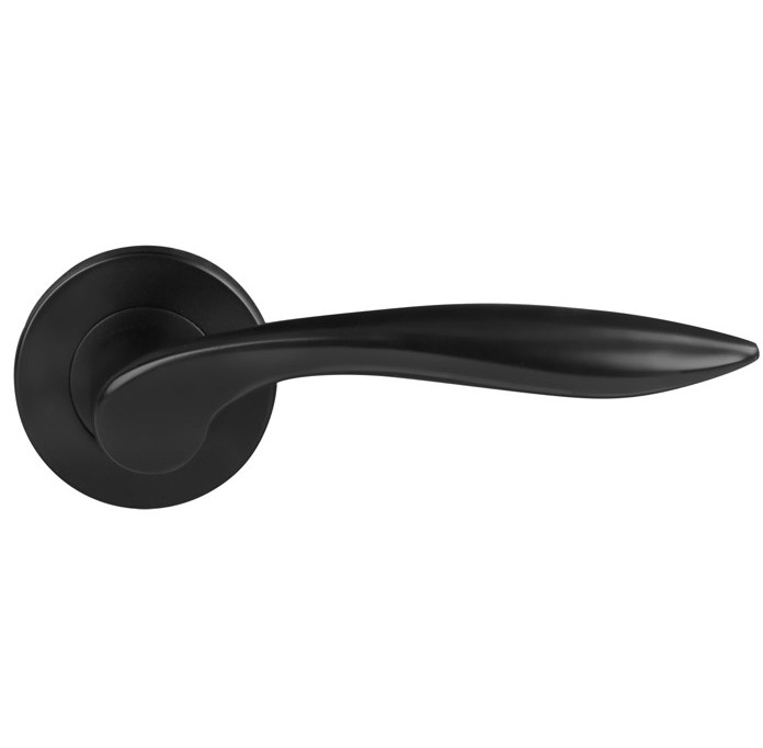 Differnz deurklink Groningen op rond rozet mat zwart