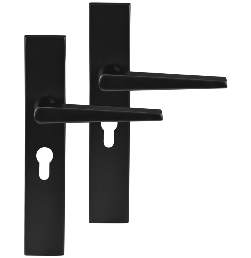 Differnz deurklink Rotterdam op rechthoekig schild PC55 mat zwart