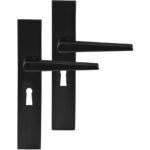 Differnz deurklink Rotterdam op rechthoekig schild SL56 mat zwart