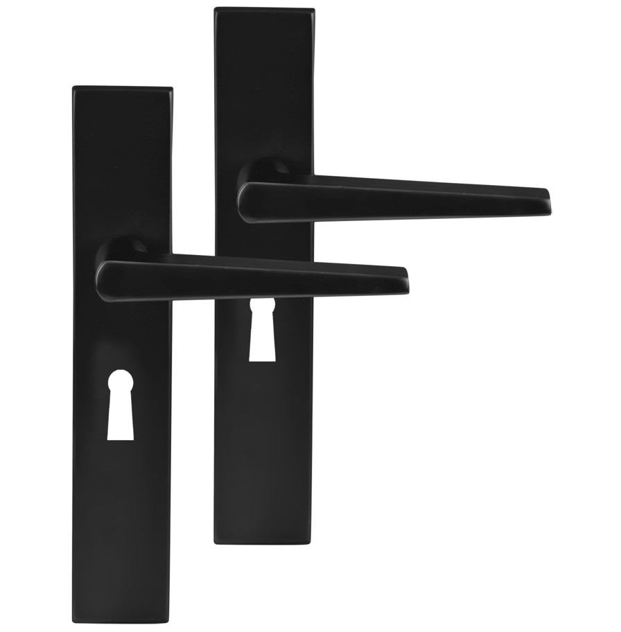 Differnz deurklink Rotterdam op rechthoekig schild SL56 mat zwart