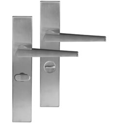 Differnz deurklink Rotterdam op rechthoekig schild WC638 mat chroom