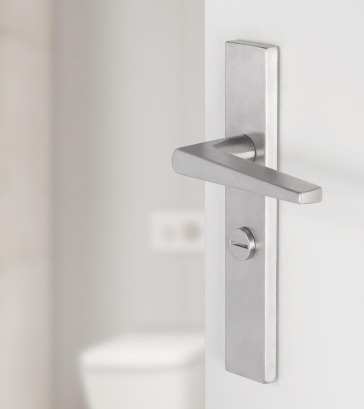 Differnz deurklink Rotterdam op rechthoekig schild WC63/8 mat chroom - Afbeelding 5