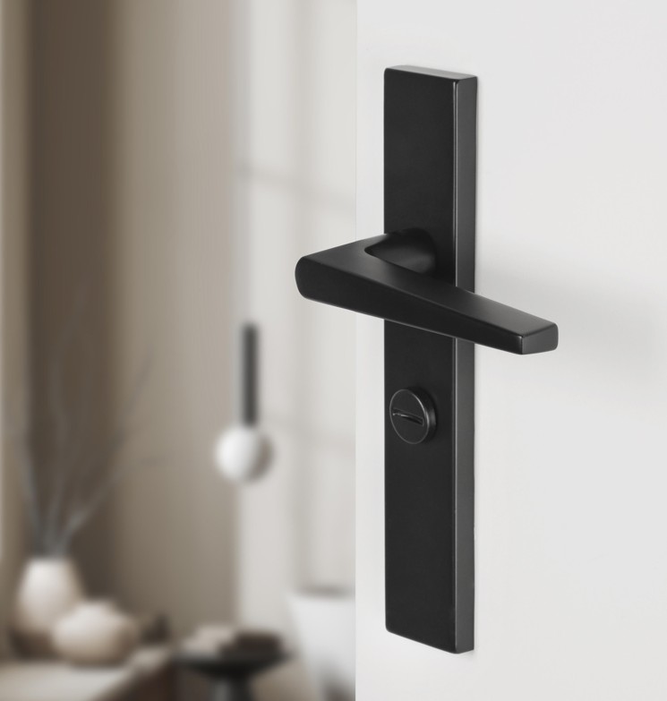 Differnz deurklink Rotterdam op rechthoekig schild WC63/8 mat zwart - Afbeelding 5