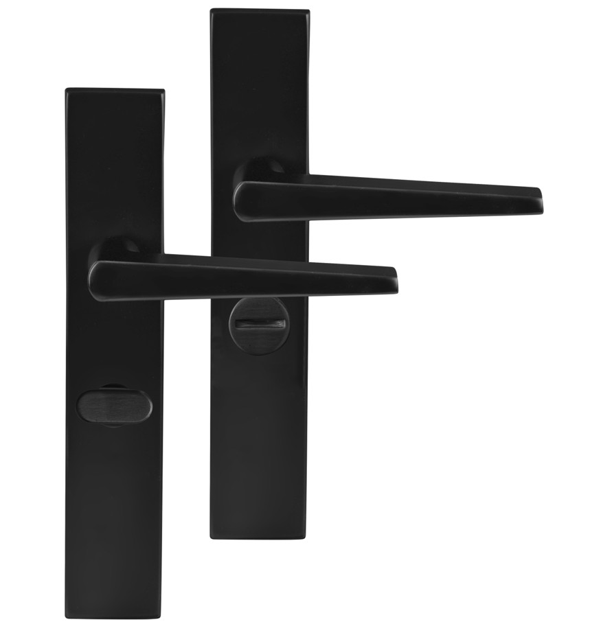 Differnz deurklink Rotterdam op rechthoekig schild WC638 mat zwart