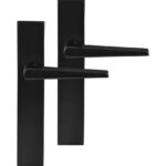 Differnz deurklink Rotterdam op rechthoekig schild blind mat zwart