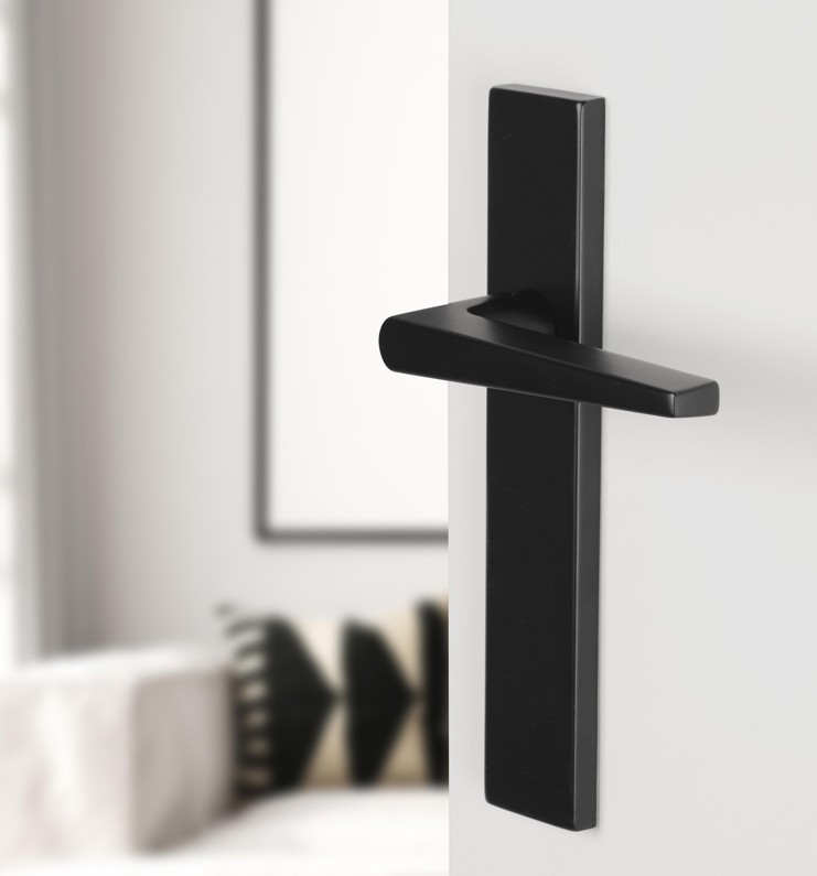 Differnz deurklink Rotterdam op rechthoekig schild blind mat zwart - Afbeelding 4