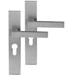 Differnz deurklink Tilburg op rechthoekig schild PC55 mat chroom