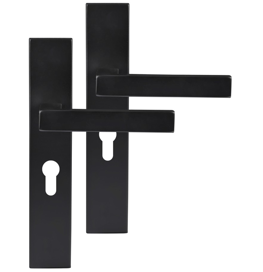 Differnz deurklink Tilburg op rechthoekig schild PC55 mat zwart