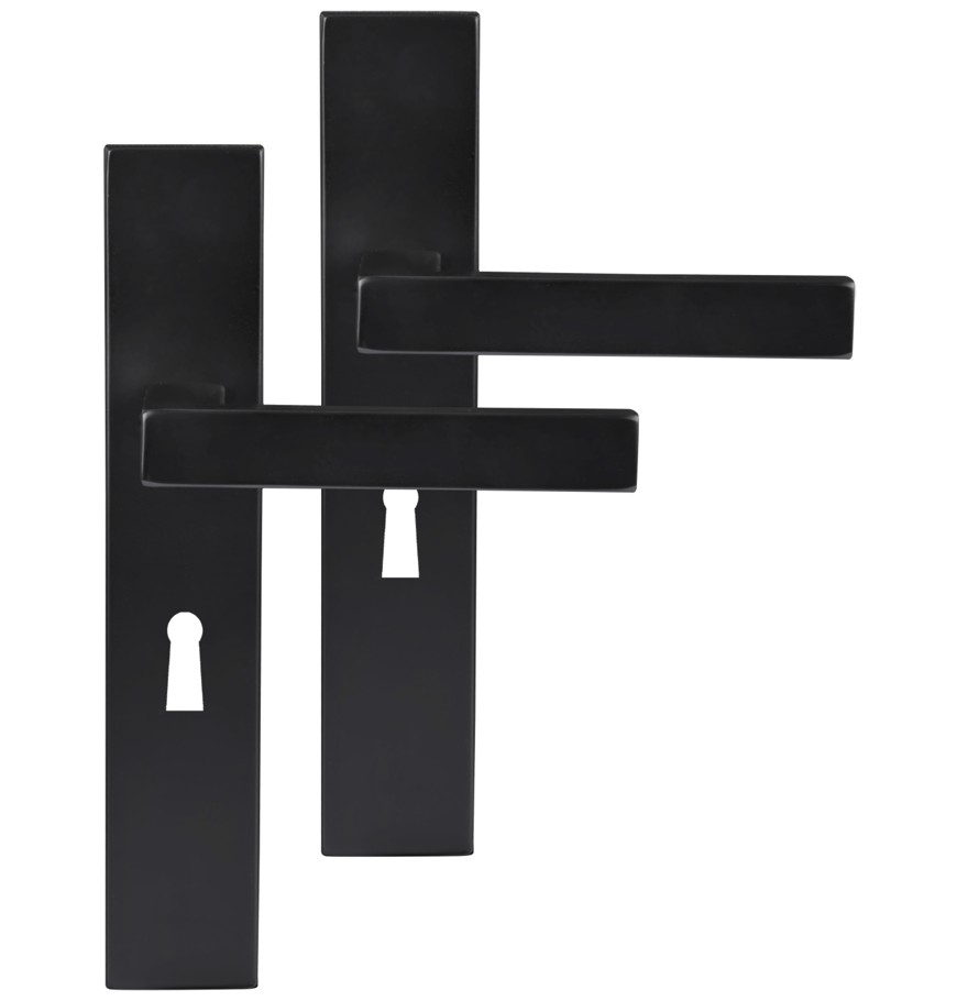 Differnz deurklink Tilburg op rechthoekig schild SL56 mat zwart