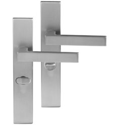 Differnz deurklink Tilburg op rechthoekig schild WC638 mat chroom