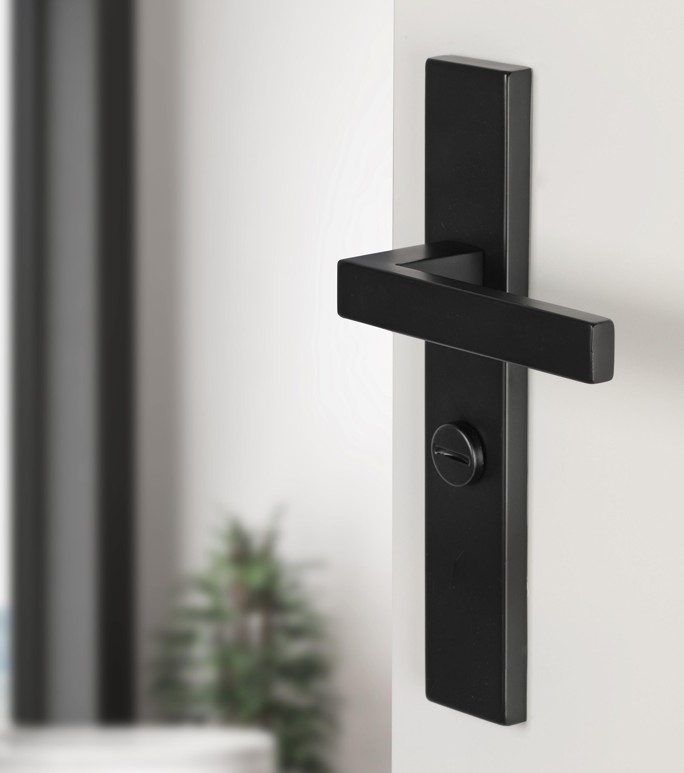 Differnz deurklink Tilburg op rechthoekig schild WC63/8 mat zwart - Afbeelding 5