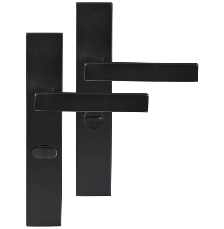 Differnz deurklink Tilburg op rechthoekig schild WC638 mat zwart