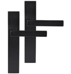 Differnz deurklink Tilburg op rechthoekig schild blind mat zwart