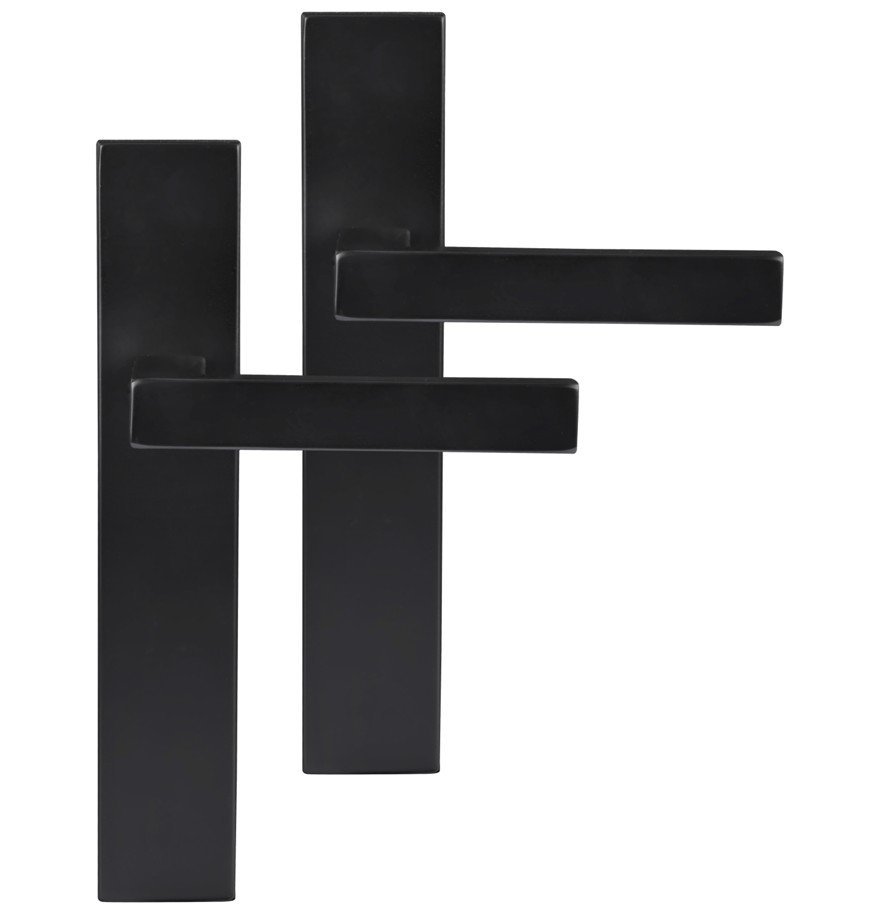 Differnz deurklink Tilburg op rechthoekig schild blind mat zwart