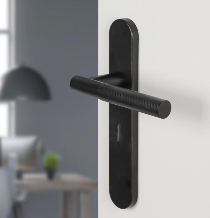 Differnz deurklink Utrecht op ovaal schild SL56 mat zwart - Afbeelding 4