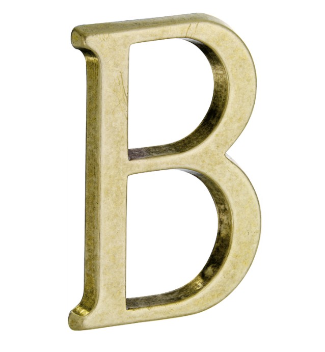 Huisletter B Roman 50 mm messing antiek
