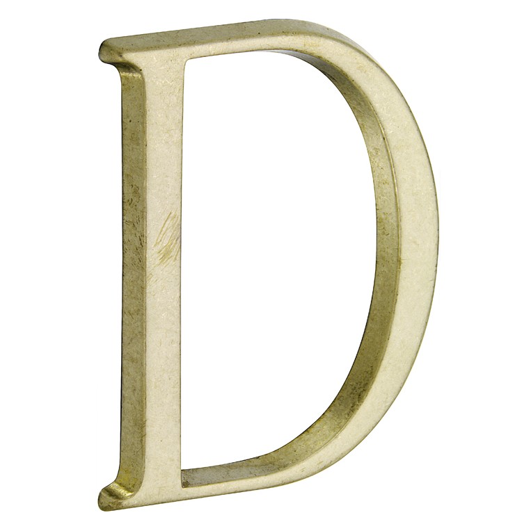 Huisletter D Roman 50 mm messing antiek