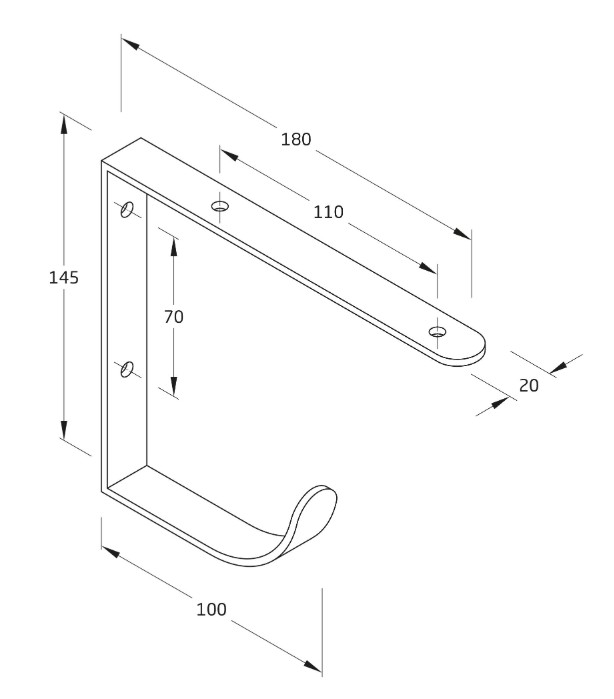 Plankdrager Radiator Plankdrager 180x145x20 mm wit staal | Online Deurbeslagshop
