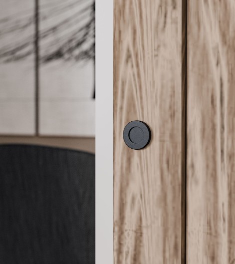 Schuifdeurgreep Ø50 mm staal zwart - Afbeelding 3