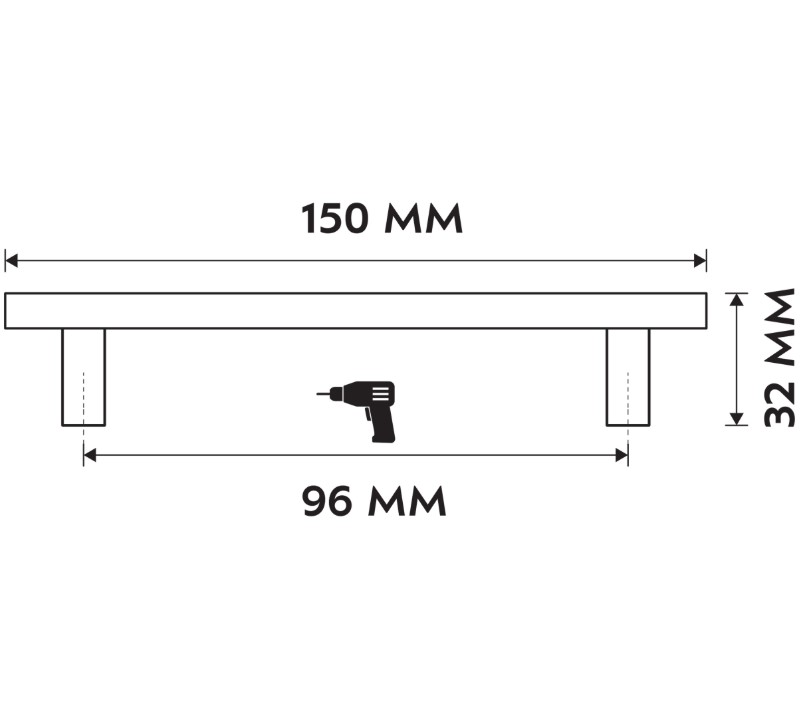 Differnz meubelgreep Amsterdam 96 mm mat zwart 2 stuks - Afbeelding 2