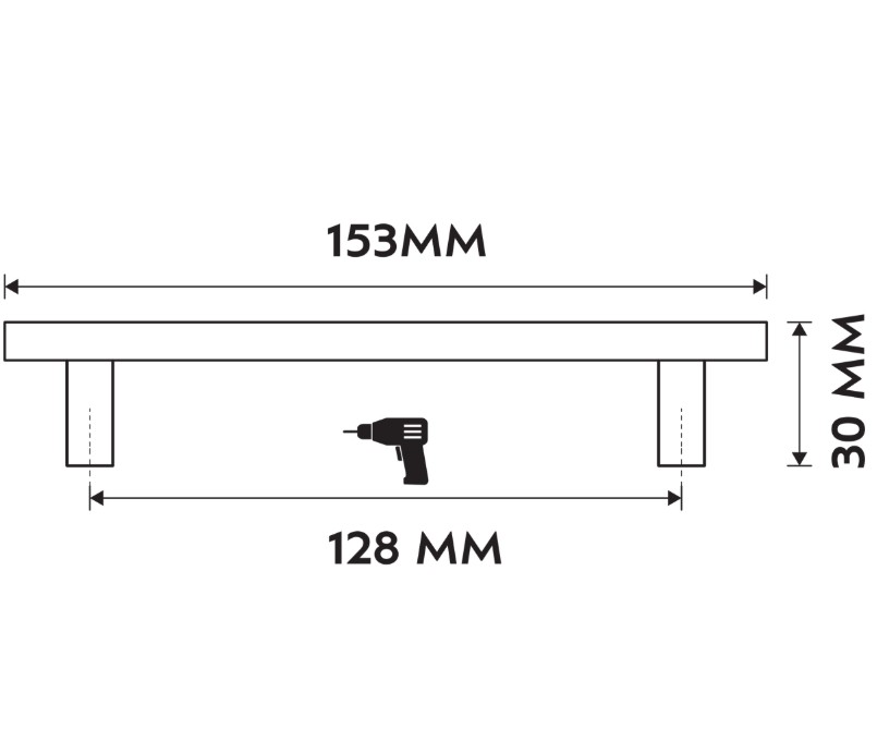 Differnz meubelgreep Eindhoven plat 128 mm mat zwart 2 stuks - Afbeelding 2