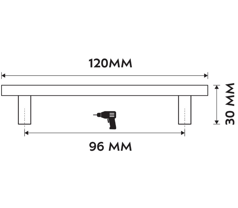 Differnz meubelgreep Eindhoven plat 96 mm mat zwart 2 stuks - Afbeelding 2