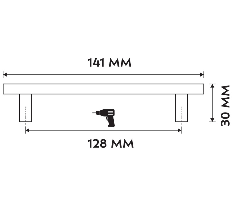 Differnz meubelgreep Tilburg 128 mm mat zwart 2 stuks - Afbeelding 2