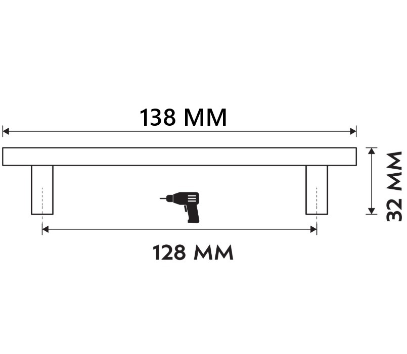 Differnz meubelgreep Utrecht rond 128 mm mat zwart 2 stuks - Afbeelding 2