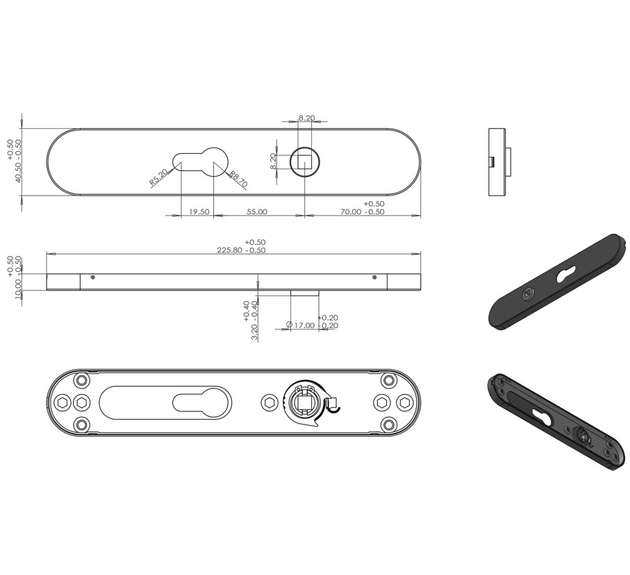 Differnz deurklink Groningen op ovaal schild PC55 mat chroom - Afbeelding 3